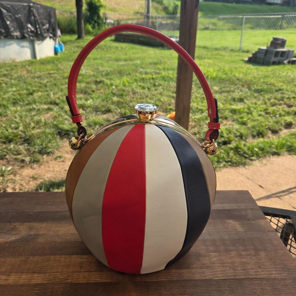 Vintage Beach Ball Purse Round Colorblock Novelty Handbag Y2K Retro